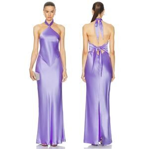 Retrofete | Dresses | Retrofete Ester Gown Maxi Dress Halter Satin Formal  Wedding Gala Wisteria Size S | Poshmark